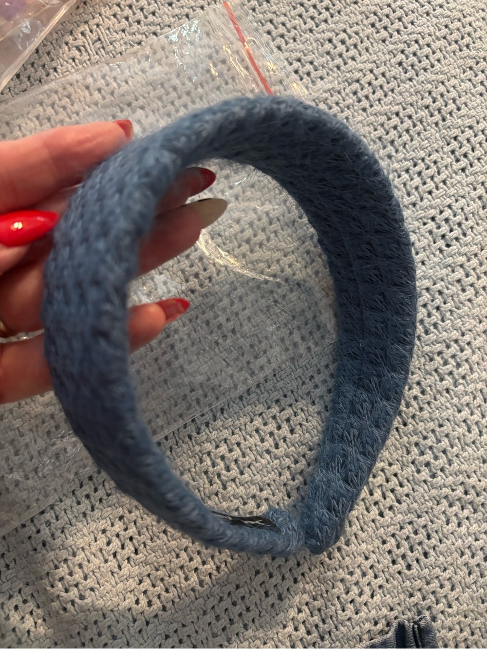 Knitted blue headband